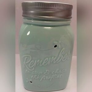 Scentsy CHASING FIREFLIES Wax Warmer TIFFANY BLUE MASON Jar Full Size VINTAGE